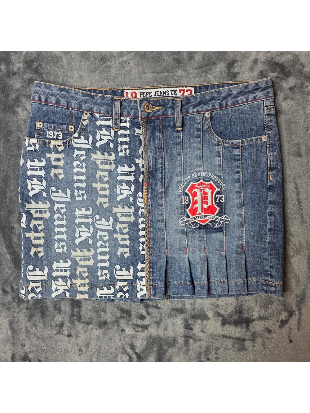 Vintage Y2K Pepe Jeans Denim Pleated Mini Skirt Women's Sz Large